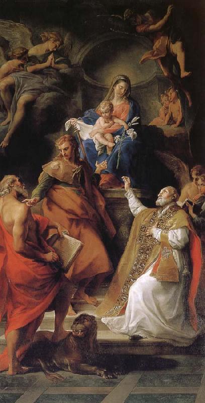 Pompeo Batoni Mary, Saint infant and Saint outstanding prosperous, Zhan Mushi Meiye, Philip oil painting picture